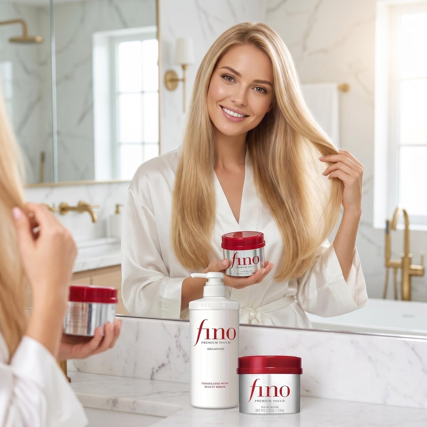 TJ SIGNATURE Fino Premium Touch Shampoo & Hair Mask Set, Royal Jelly Deep Repair & Intensive Hydrating Treatment for Frizzy, Dry, Damaged Hair