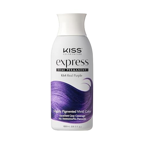 Kiss Express Semi-Permanent Hair Color - Vivid, Highly Pigmented Dye for Vibrant Hair, Gentle Formula, Gray Coverage, pH Balanced, 23 Intermixable