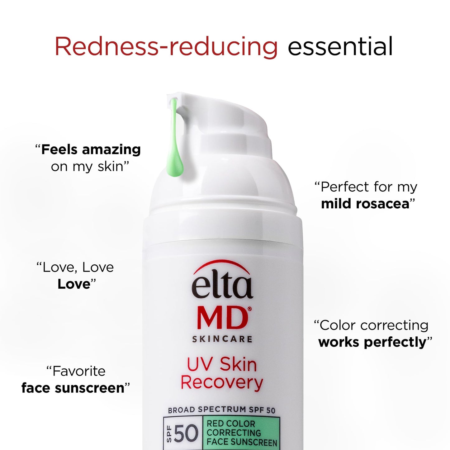 EltaMD UV Skin Recovery Green Tint All Mineral, Redness Reduction, Sensitive Skin Face Sunscreen SPF 50