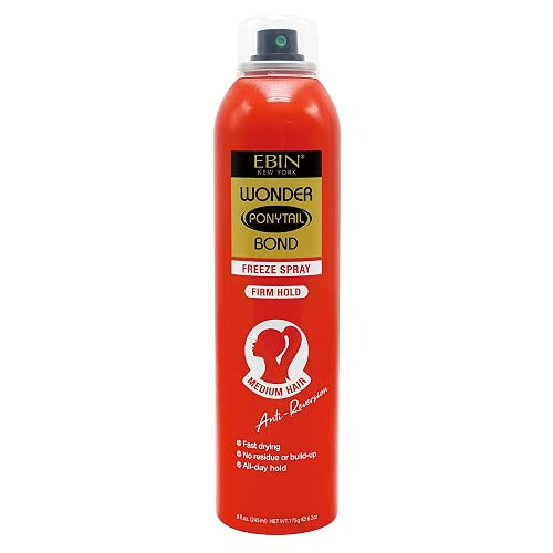 EBIN NEW YORK Wonder Ponytail Bond Freeze Spray Firm Hold - Medium Hair 8oz/ 245ml |Long Lasting Hold, 24-Hour Frizz Control, Shine Enhancing