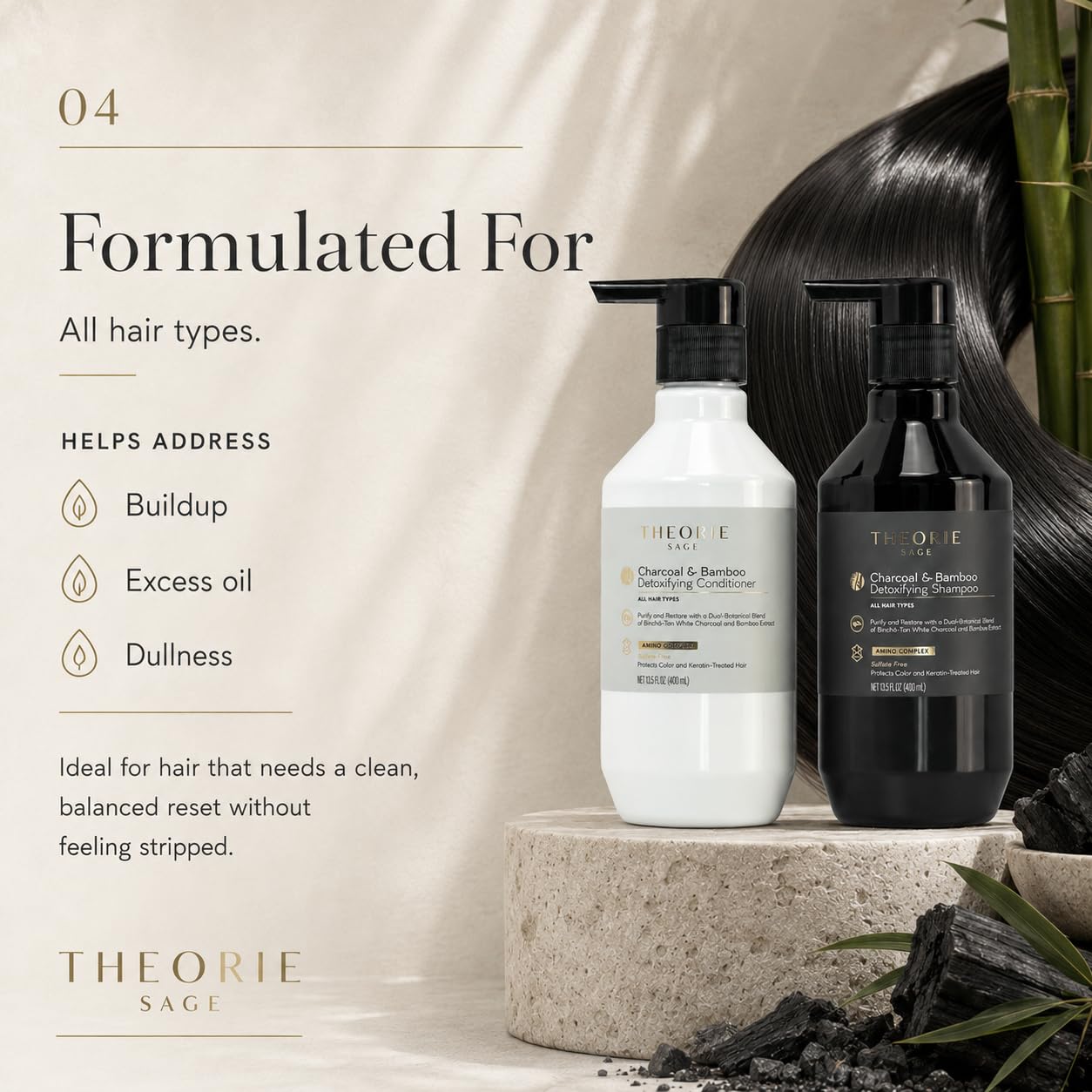 Charcoal & Bamboo Detoxifying Shampoo & Conditioner Set 13.5 fl. oz. (400ml)