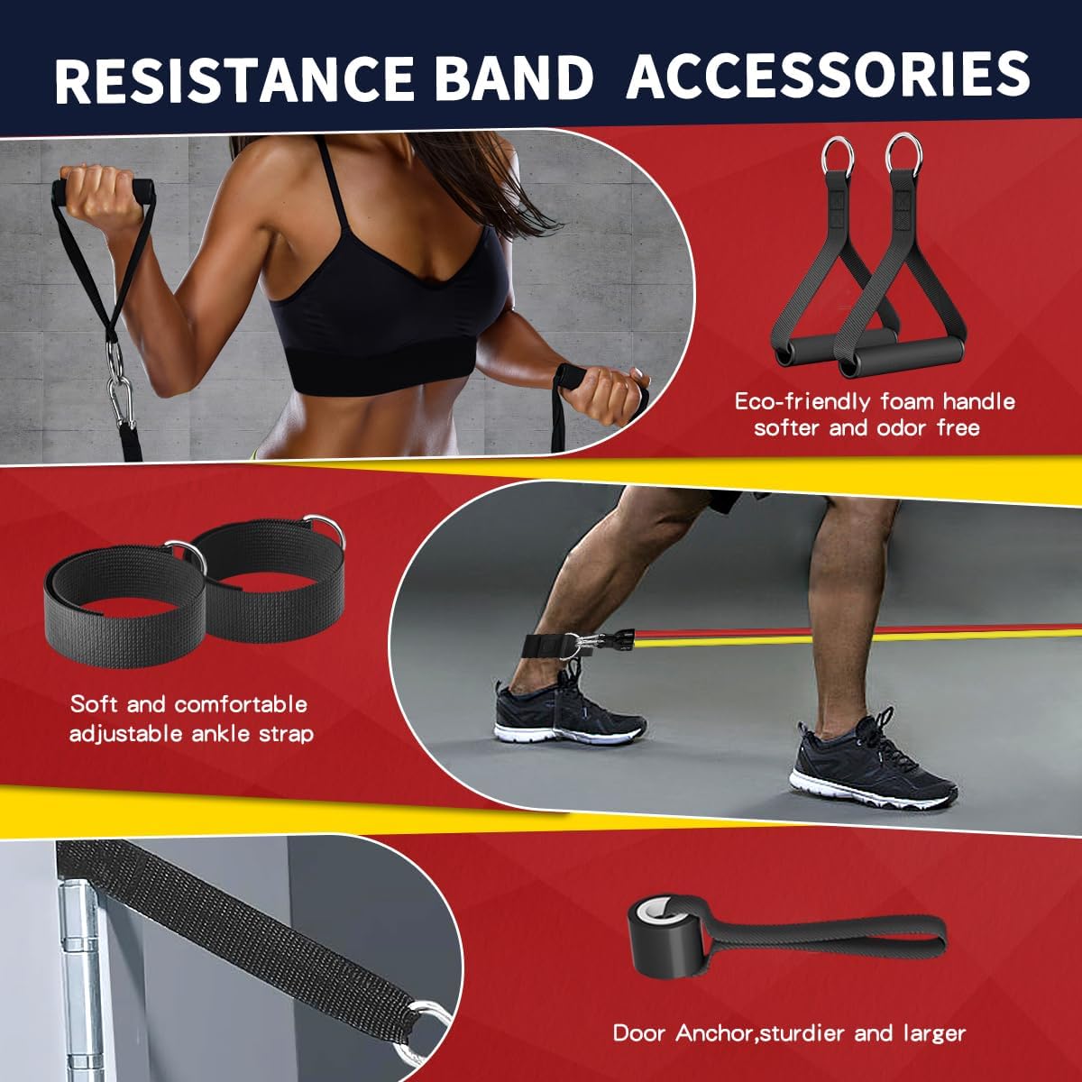 WHATAFIT Resistance Bands, Exercise Bands,Resistance Bands for Working Out, Work Out Bands with Handles for Men and Women Fitness, Strength Training…