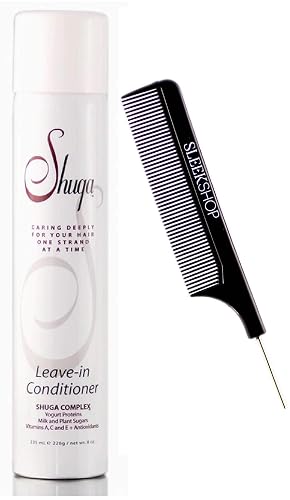 Shuga Aerosol Leave-In Conditioner, The Only Non-Silicone Aerosol Hair Spray Conditioner (w/Steel Pin Tail Comb) Sugar Hairspray (8 oz / 235 ml)