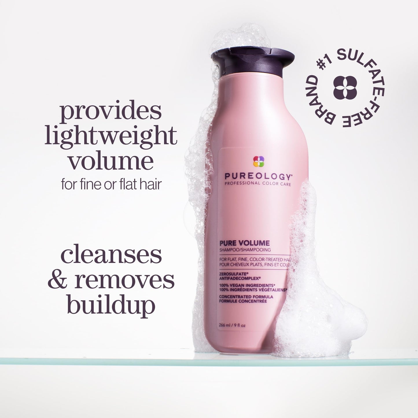 Pureology Pure Volume Shampoo - Enhances Volume and Movement, Lightweight Shampoo for Fine, Flat, Color Treated Hair, Sulfate-Free & Vegan, 9 Fl Oz Beauty and Personal Care Pureology