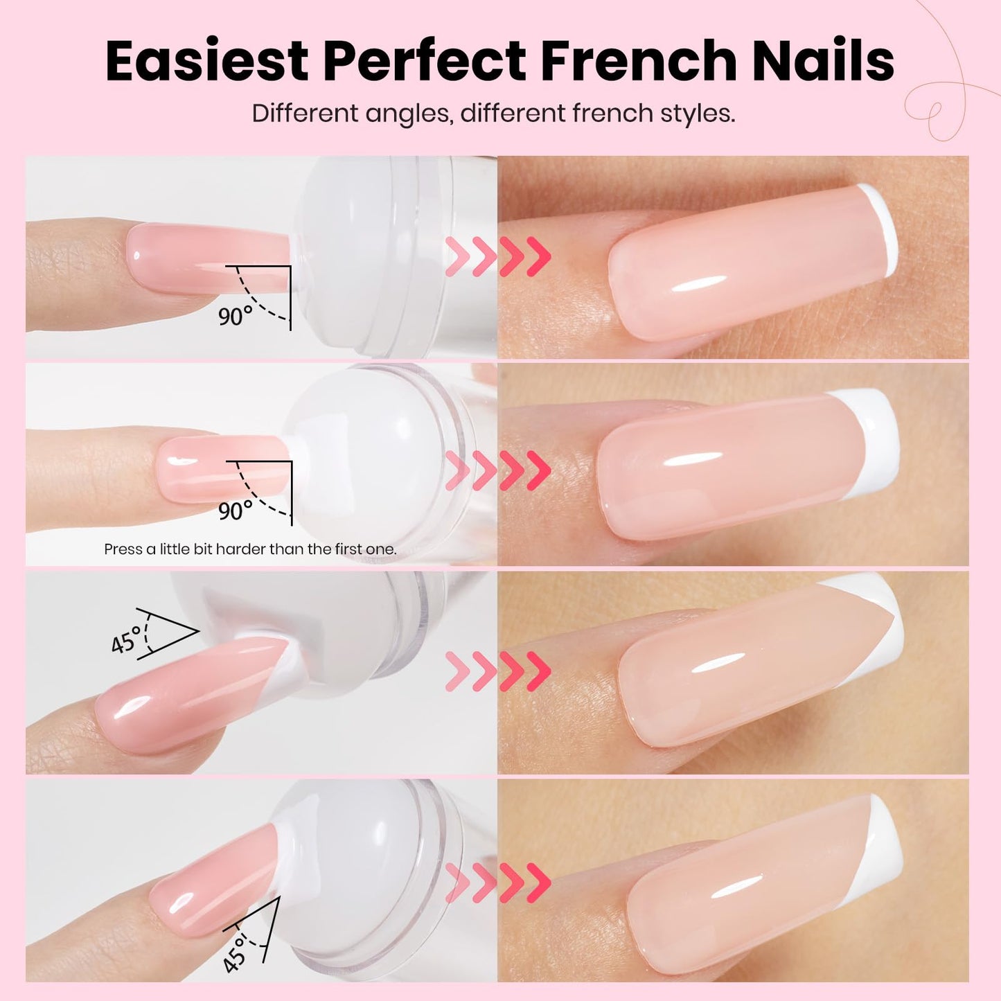 Beetles French Tip Tool Nail Stamp 6Pcs Silicone French Tips Stamp Kit with Replacement Stamper Heads and Scrapers Silicone Nail Art Printing Stuff Beauty and Personal Care beetles Gel Polish