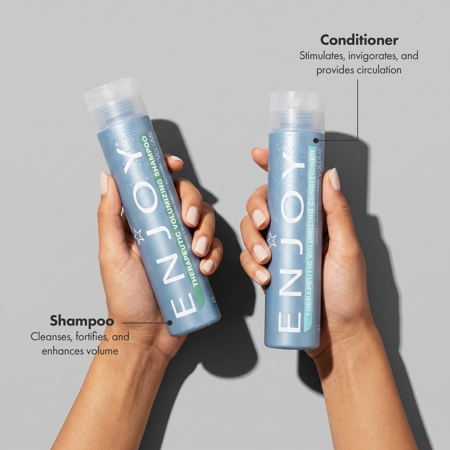 Enjoy Therapeutic Volumizing Shampoo & Conditioner Set for Fine & Thinning Hair, Aroma-Therapeutic Scalp Stimulating, Lightweight, Color-Safe Volume