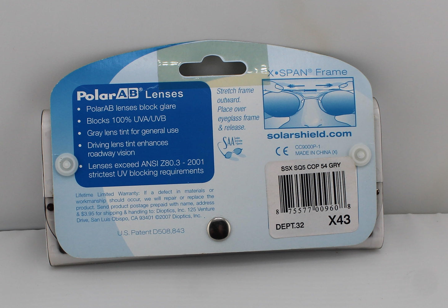 SolarShield 54 Square 5 Polarized Clip On Lenses