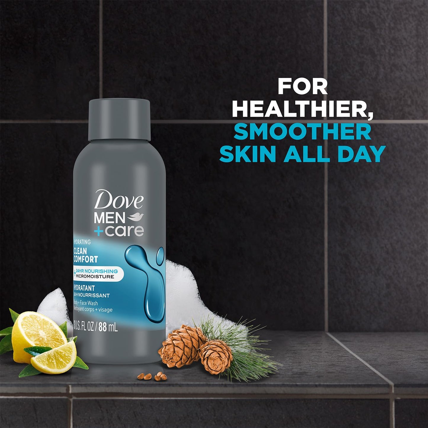 DOVE MEN +CARE Hydrating Clean Comfort Body and Face Wash with 24-Hour Nourishing Micromoisture Technology Body Wash for Men, 3 oz (3 pack)