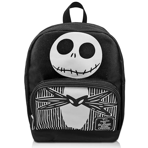 Nightmare Before Christmas Mini Backpack for Women - 10” Canvas Jack Skellington Backpack with Front Pocket Plus Bookmark | Jack Skellington Backpack…