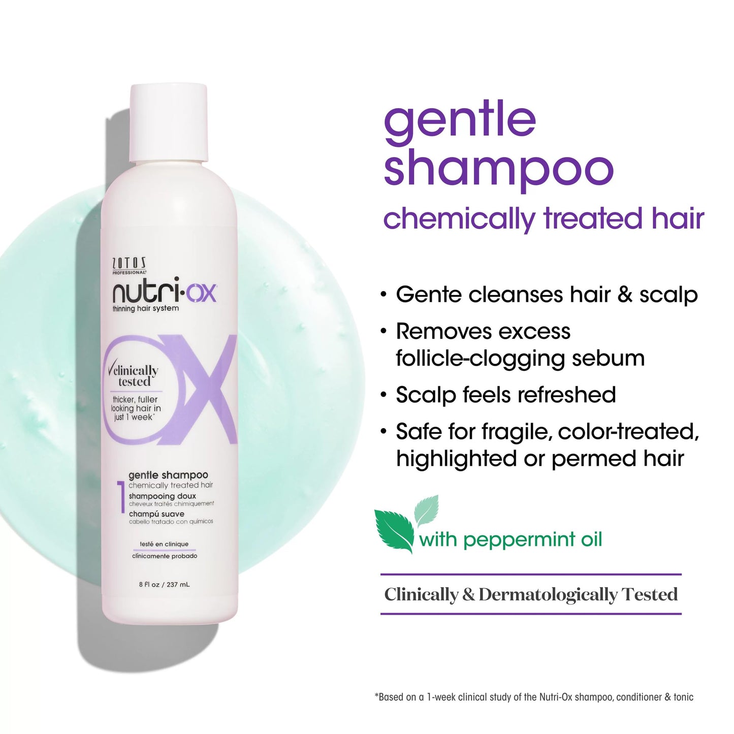 NUTRI-OX Starter Kit for Color-Treated Thinning Hair | Thicker, Fuller-Looking Hair | Peppermint | Clinically & Dermatologically Tested | 30 Day