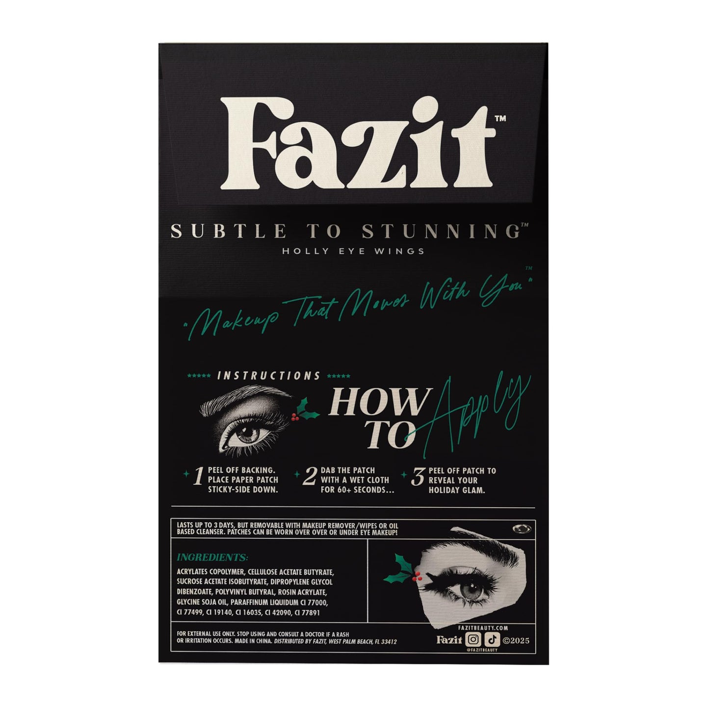 Fazit Makeup Patches - Holly Wings Eye Speckles - Glow Up Make-Up Patches - Cute Glitter Makeup Accessories For Women - Cosmetic Glitter For Face