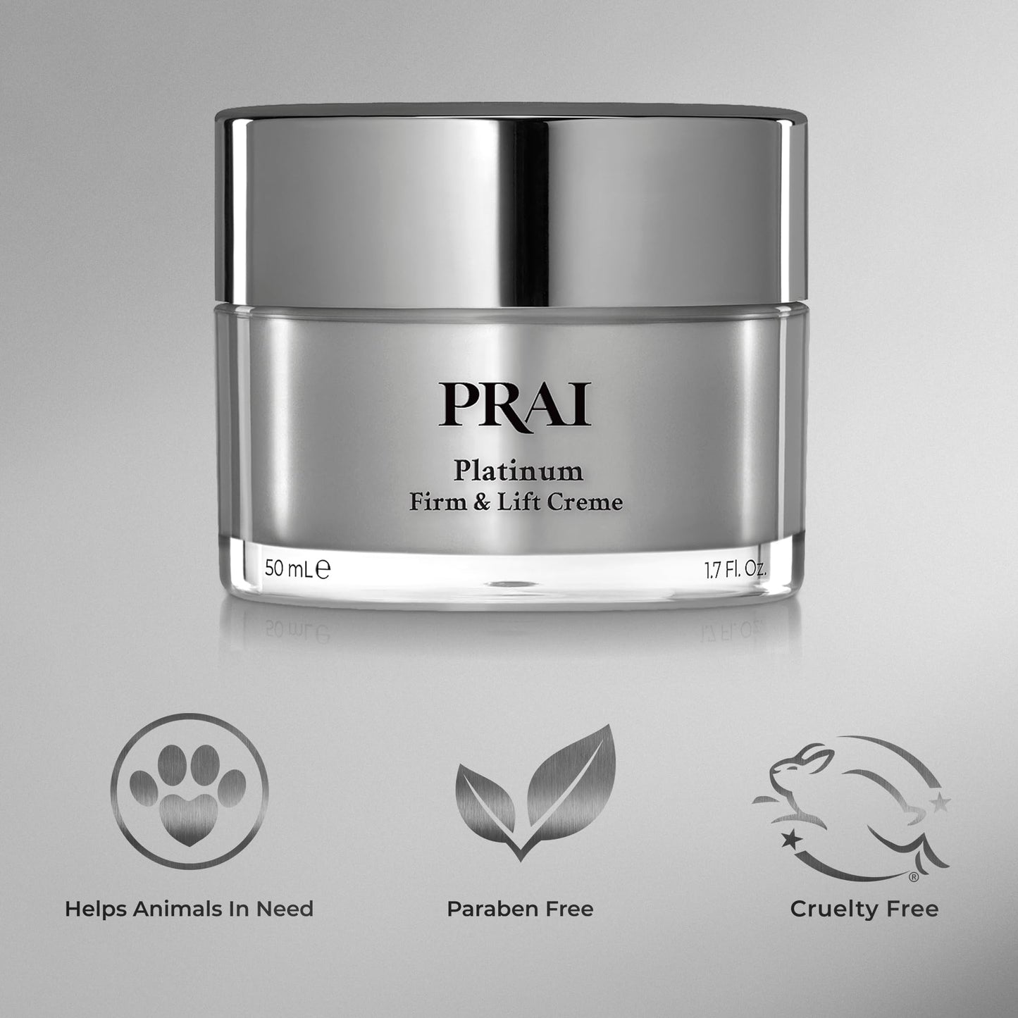PRAI Beauty Platinum Firm and Lift Creme, Firming and Hydrating Face Moisturizer for Dry Skin and All Skin Types, Face Moisturizer for Skin Firming