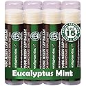 Earth's Daughter SPF Lip Balm Eucalyptus Mint 4-Pack - Lip Sunscreen, SPF 15, Organic Ingredients, Beeswax, Coconut Oil, Vitamin E - Hypoallergenic