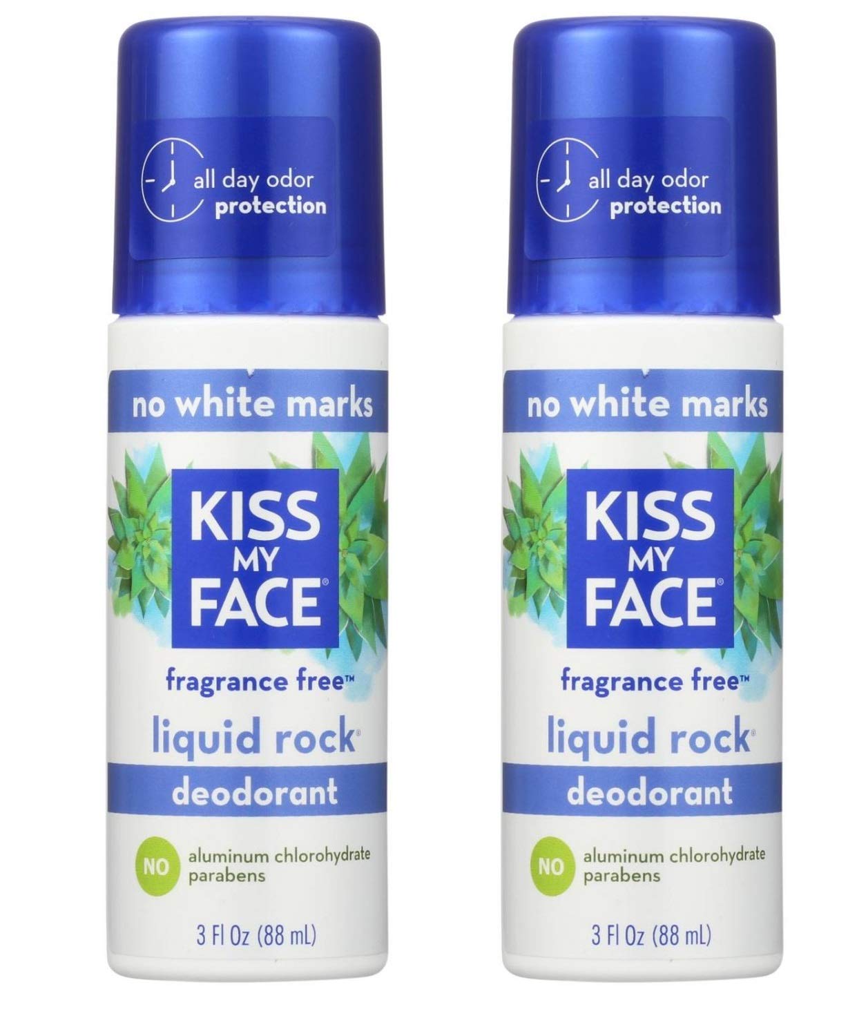 Kiss My Face Paraben Free Liquid Rock Roll-On Deodorant, Fragrance Free, 3 Fl Oz (Pack of 2)