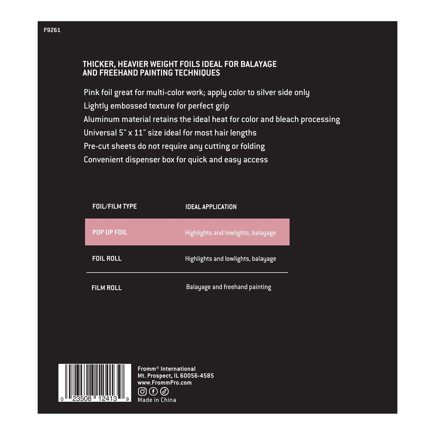 Fromm Pop Up Hair Foils, Light Pink Foils, Cosmetology Supplies, Hairstylist Essentials, Lightweight, Ideal for Highlighting and Coloring, Precut, 5"