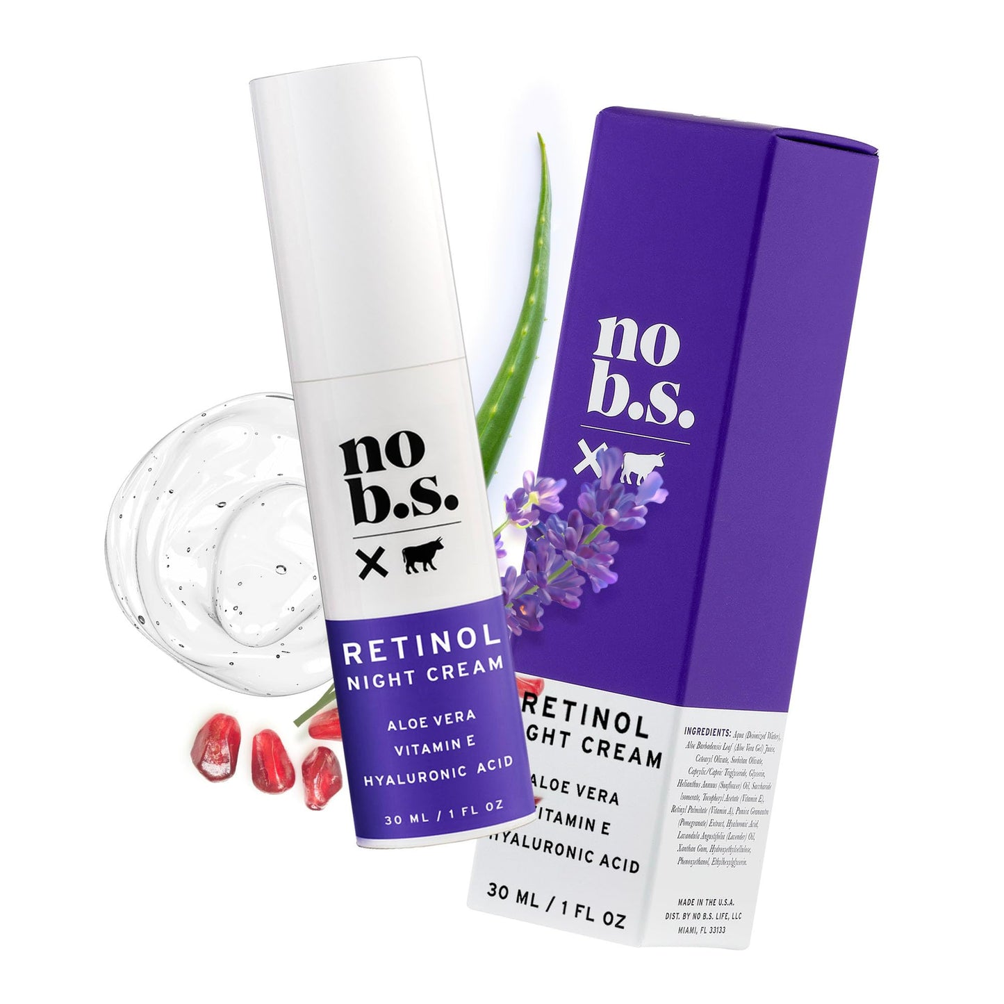 No Bad Stuff - Retinol Cream for Face with Hyaluronic Acid & Vitamin E, Retinol, Wrinkle Cream & Spot Corrector, Vegan, Cruelty Free & Gluten Free