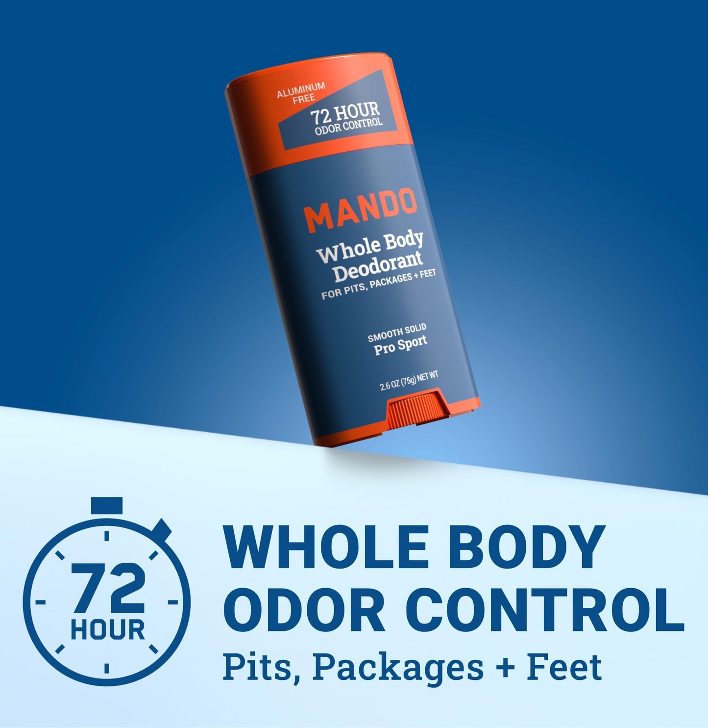 Mando Whole Body Deodorant For Men - Smooth Solid Stick - 72 Hour Odor Control - Aluminum Free, Baking Soda Free, Skin Safe - 2.6 ounce (Pack of 2) Beauty and Personal Care Mando