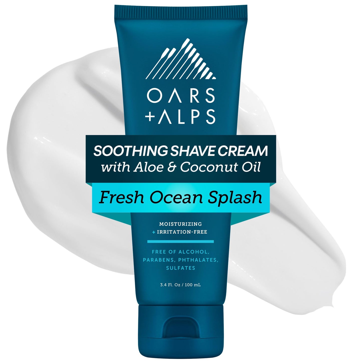 Oars + Alps Soothing Men's Shaving Cream, Dermatologist Tested and Infused with Aloe and Coconut Oil, Fresh Ocean Splash Scent, TSA Friendly, 3.4 Oz…