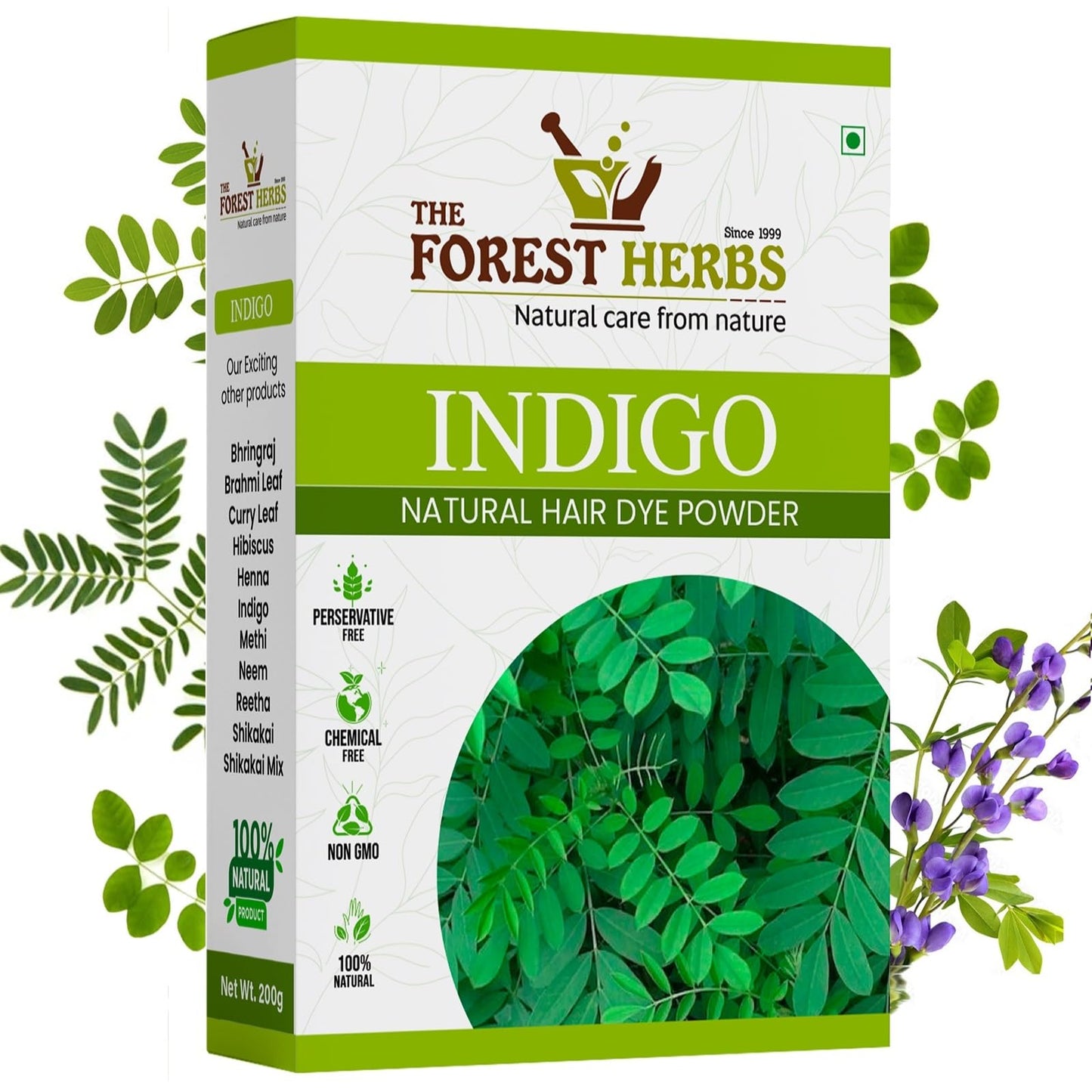 The Forest Herbs Natural Care From Nature Organic Indigo Powder for Hair Colour, 200g (Pack of 1)