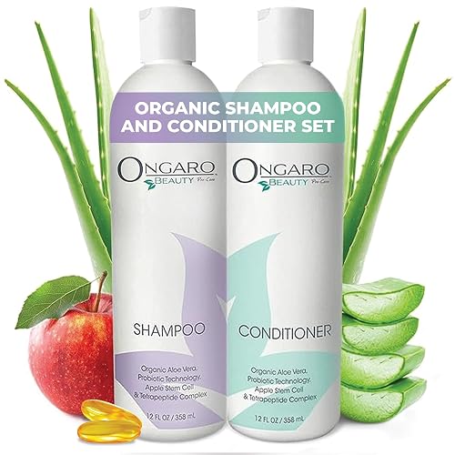 Ongaro Beauty Sulfate-Free Organic Shampoo and Conditioner Set for Women and Men, Hair Care with Aloe Vera - Cruelty-Free, Non-Toxic, Nourishing