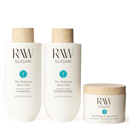 Raw Sugar The Moisture Smoothie Shampoo and Conditioner Set, Moisturize & Nourish Dry Hair, Bulk Shampoo and Conditioner with Coconut Oil, Agave