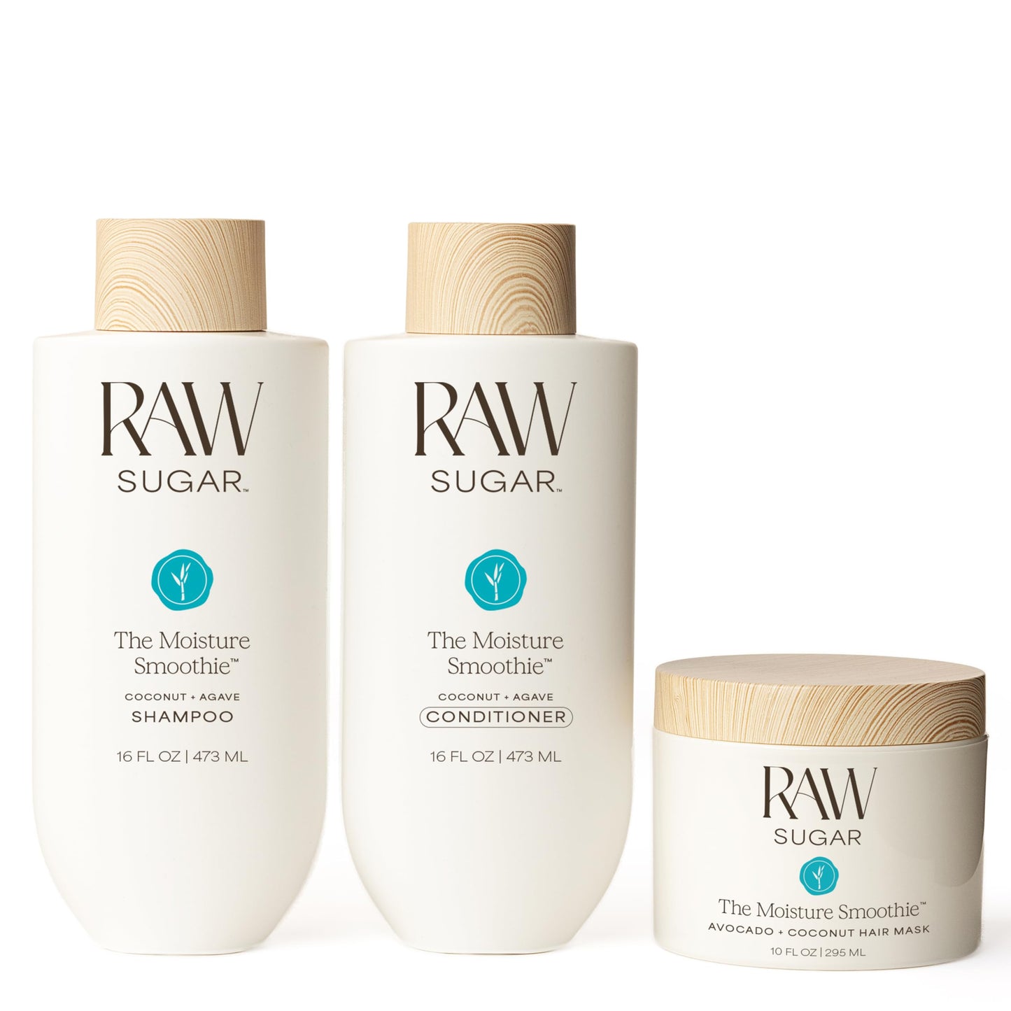 Raw Sugar The Moisture Smoothie Shampoo and Conditioner Set, Moisturize & Nourish Dry Hair, Bulk Shampoo and Conditioner with Coconut Oil, Agave