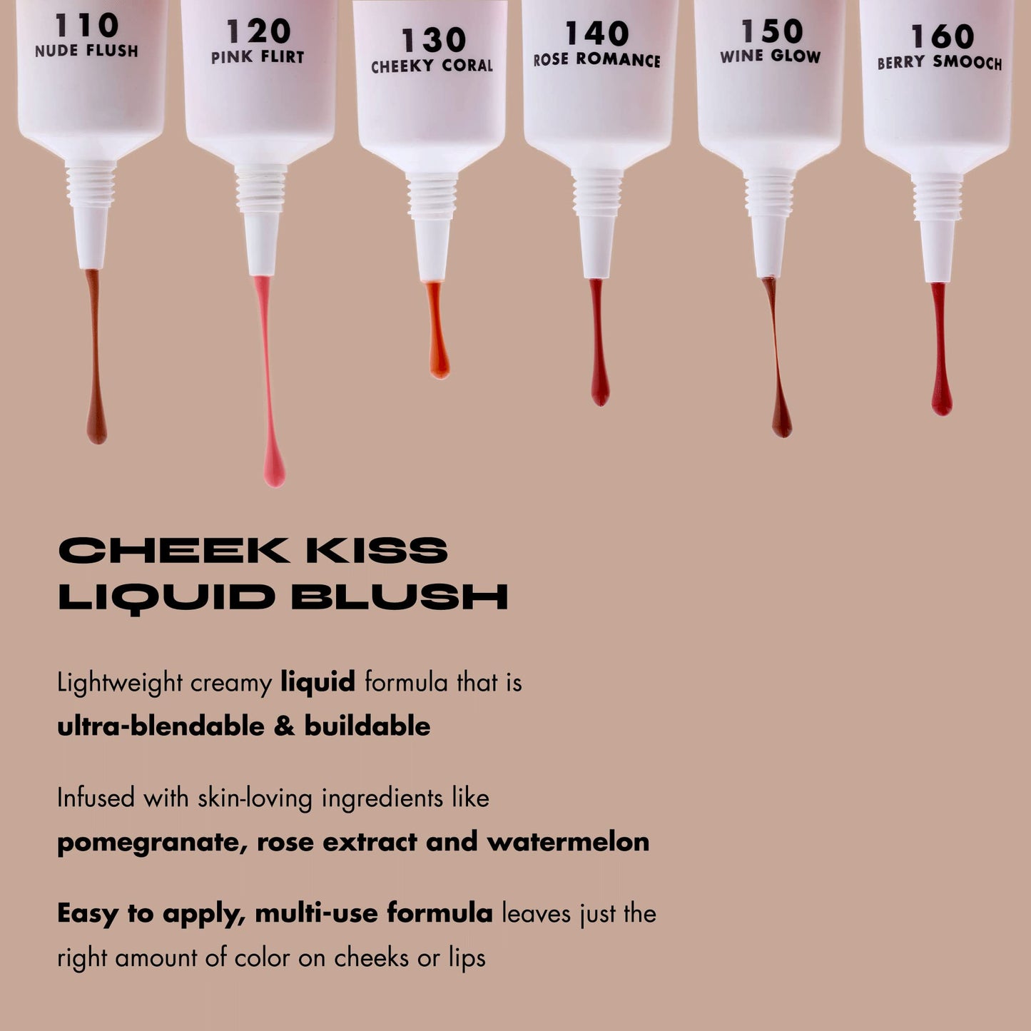 Milani Cheek Kiss Liquid Blush Makeup, Lightweight, Blendable & Buildable for Radiant Flushed Cheeks, Skin-Loving Formula - Rose Romance
