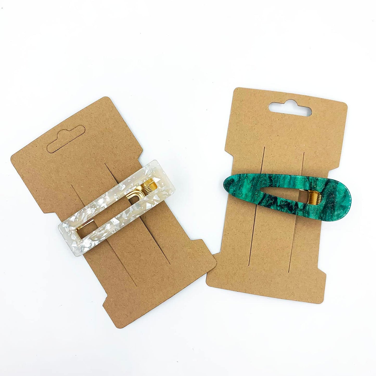 Doromy Hair Clip Display Cards, 100 Packs Rectangular Hair Barrettes Jewelry Display Holder Brown Kraft Paper Cards for Hair Accessories Displaying