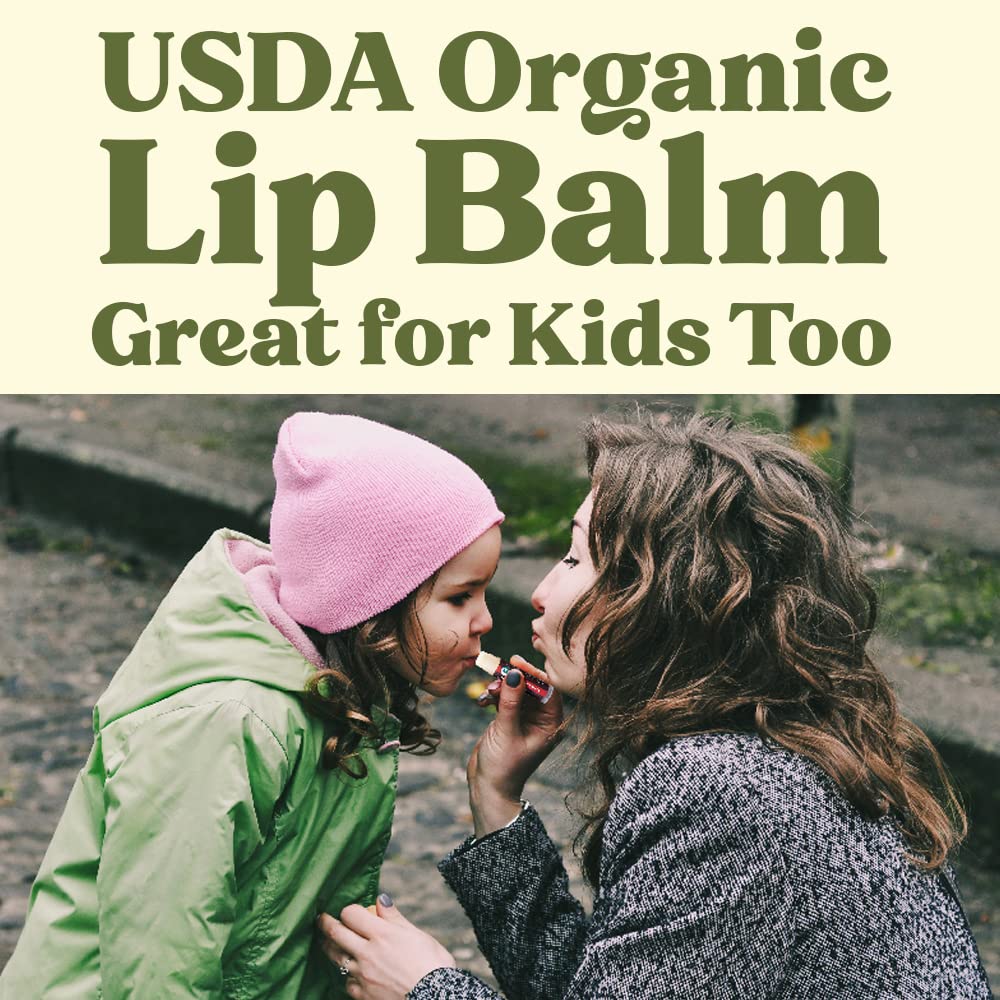 Earth's Daughter USDA Organic Lip Balm Stocking Stuffers 4-Pack Creamy Coconut Flavor - Beeswax, Coconut Oil, Vitamin E - Best Lip Repair Chapstick