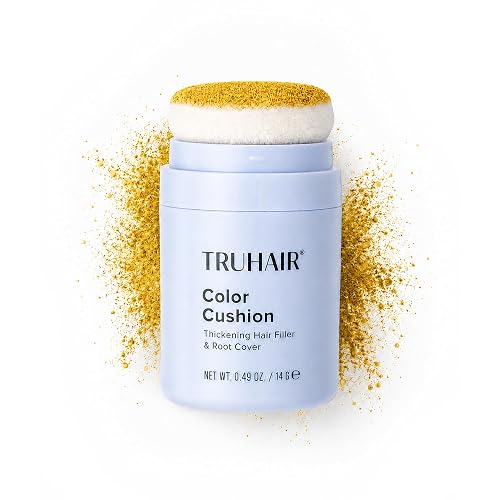 TRUHAIR Color Cushion Thickening Hair Filler & Root Cover Up Powder - Oil Absorbing Hair Fibers for Thinning Hair - Instant Volume, Gray Coverage