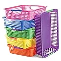 PREXTEX Classroom Storage Baskets for Papers, Crayons, Pencils, and Toy - Storage Plastic Baskets - Pack of 6