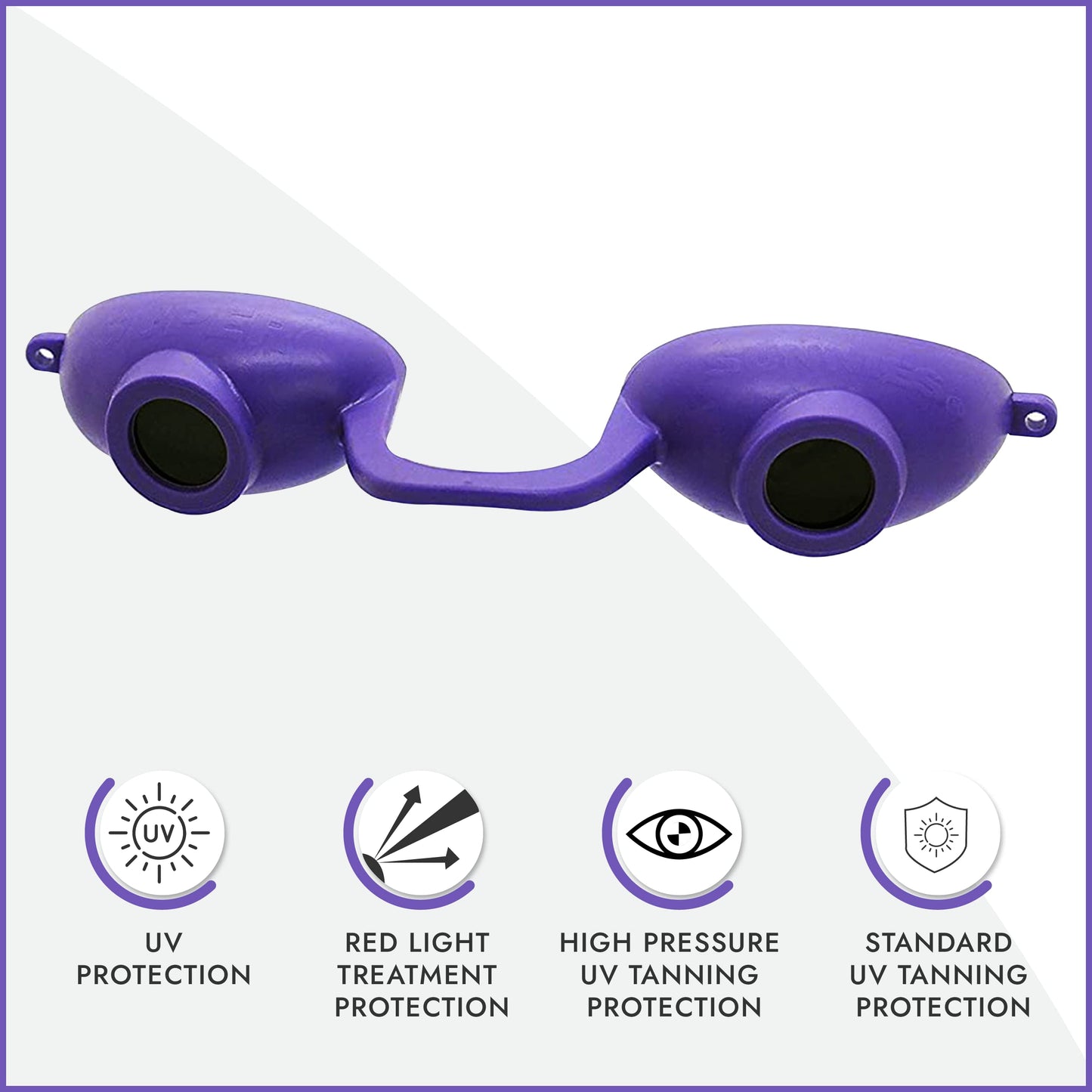 Super Sunnies Evo Flexible UV Eye Protection FDA Compliant Tanning Bed Goggles, Red Light Therapy Glasses - Purple