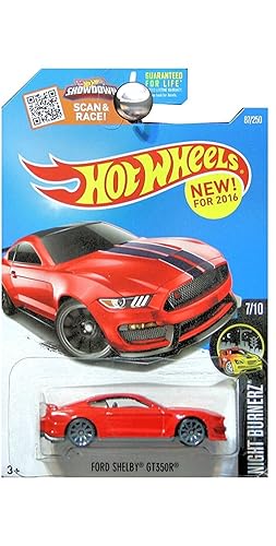 Hot Wheels 2016 Night Burnerz Ford Shelby GT350R 87/250, Red