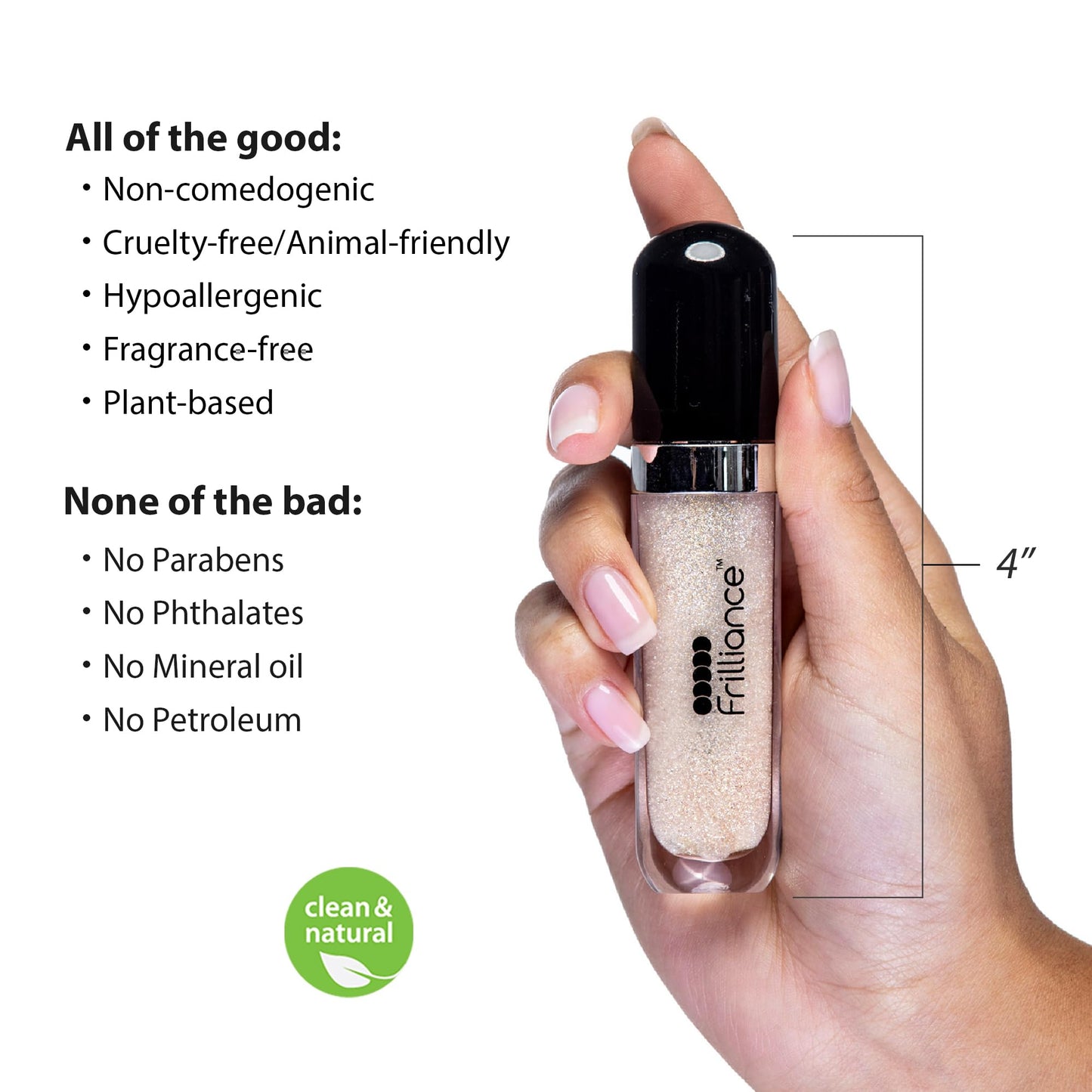 Frilliance Moisturizing Natural Lip Gloss for Teens, Cruelty Free Hypoallergenic All Skin Types, 8 ml / .28 fl oz (Pearly Y2K)