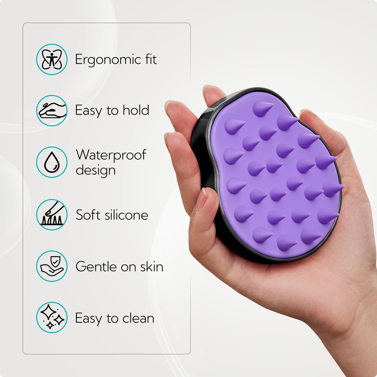 HEETA Hair Scalp Massager Shampoo Brush 2 Pack, Soft Silicone Bristles to Remove Dandruff, Waterproof Hair Scrubber for Both Wet Dry Use, Suitable