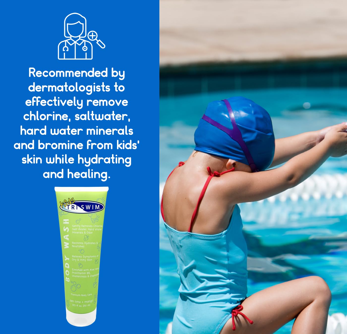 Triswim Kids Scented Body Wash After Swimmer Skincare, Chlorine Removal, Soothes and Moisturizes Skin, Relieves Symptoms Eczema & Dry Skin