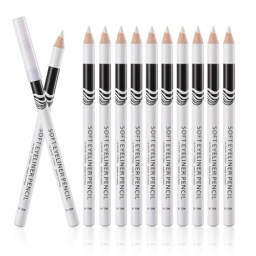 Fashionwu White Eyeliner Pencils Professional Use as Highlighter, Soft, Waterproof, Long-Lasting Eyeshadow, Eye Brightener, Beauty Makeup Tools