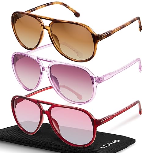 livho Trendy Polarized Aviator Sunglasses Women Men, Retro Sun Glasses for Women Men 2025, Oversized UV Protection Shades