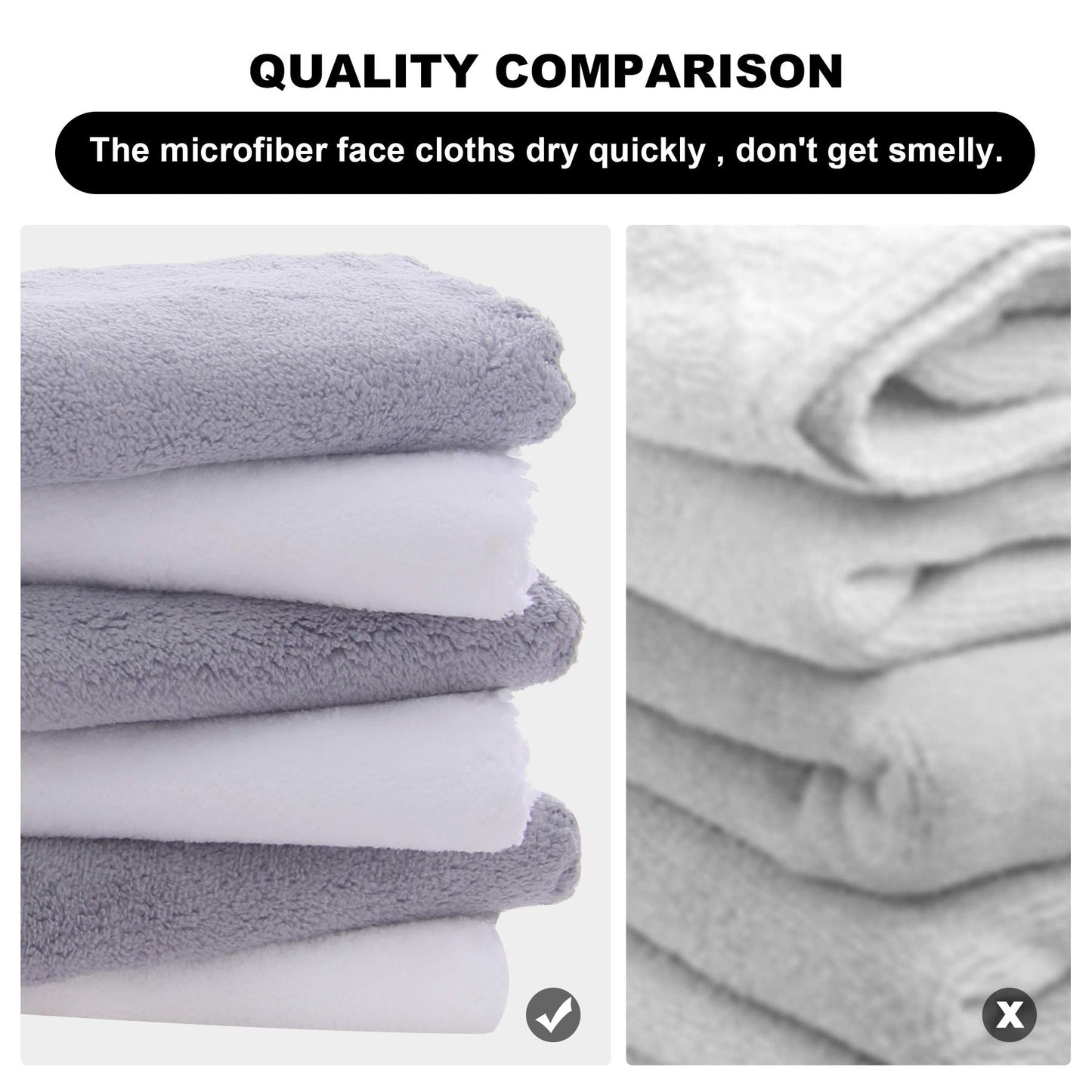 MOONQUEEN Microfiber Facial Cloths Fast Drying Washcloth 12 Pack - Premium Soft Makeup Remover Cloths - Highly Absorbent Beauty and Personal Care MOONQUEEN