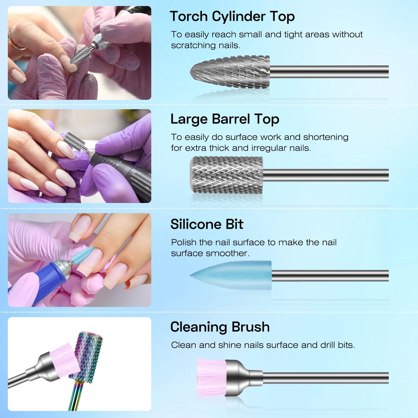 10pcs Carbide Nail Drill Bits Set: Professional Cuticle Bit for Efile Nail Drill with 75pcs Small Sanding Bands (#80#120#180) & Mandrel Bit Acrylic Beauty and Personal Care Depvko