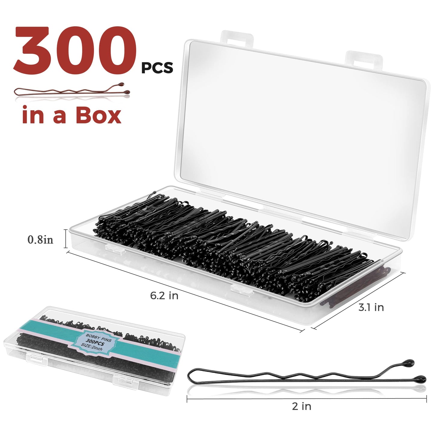 300 Pcs Bobby Pins Black, Hair Pins for Women Girls and Kids, Invisible Wave Hair clips Bulk with Storage box, Pain-Free Hairpins?2 Inch Black? Beauty and Personal Care EWAGOA