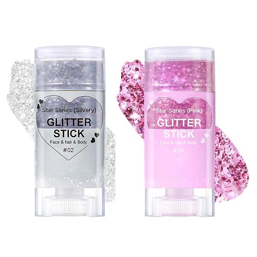 Body Glitter Stick,Mardi Gras Accessories,Sparkling Face Hair Glitter,Mermaid Sequins Chunky Glitter Face Paint,Singer Concert Outfit Festival Rave