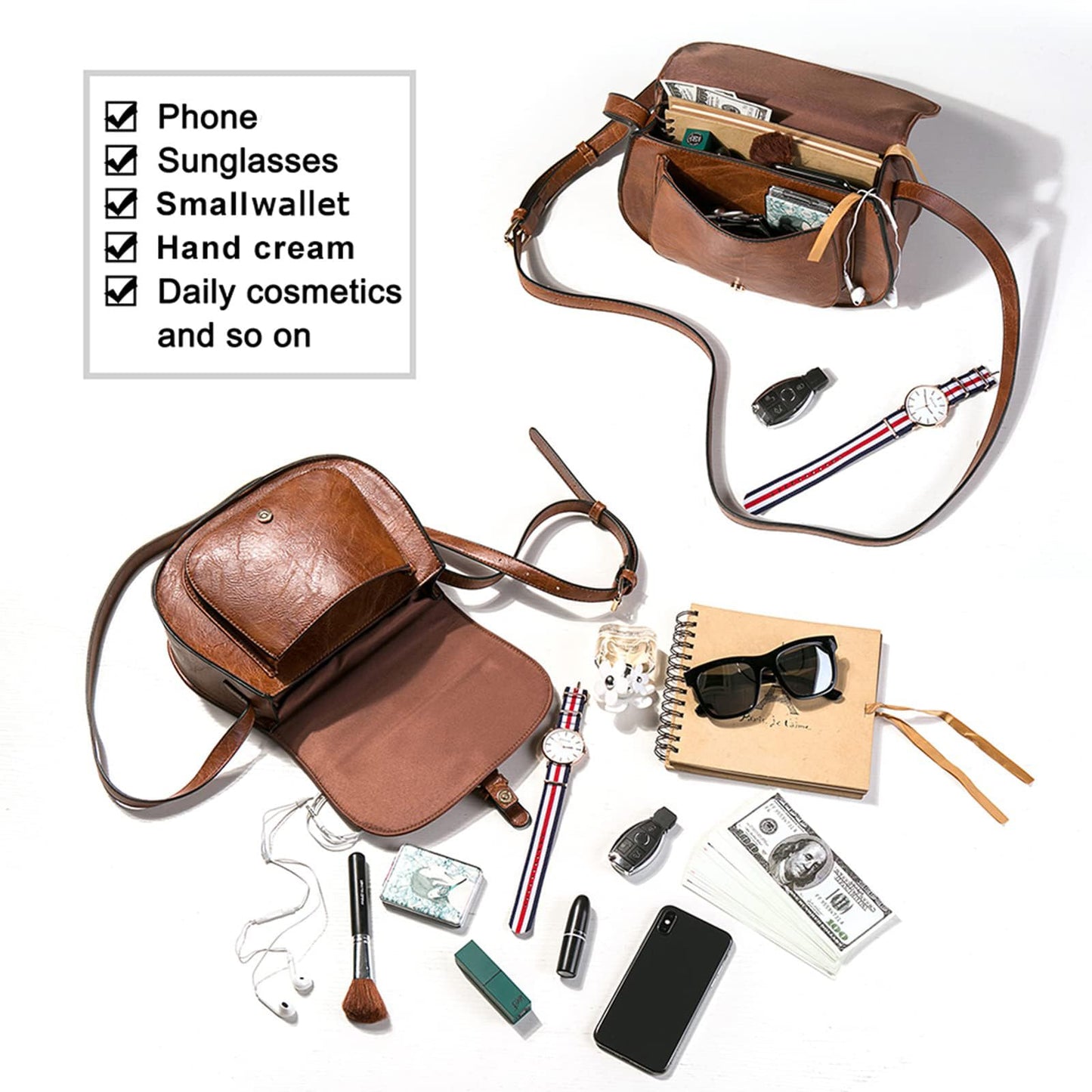 AFKOMST Crossbody Bags for Women,Small Saddle Purse and Boho Cross Body Handbags
