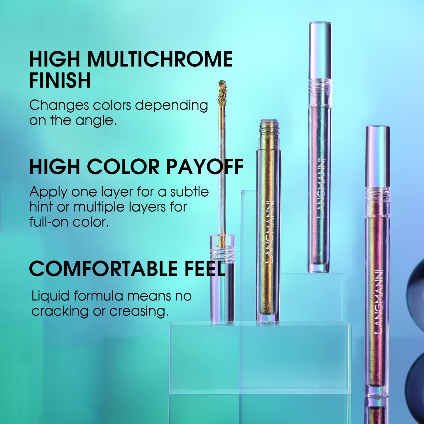 Jolilab Metallic Liquid Chameleon Eyeshadow, Multi-Dimensional Eye Looks, Long-lasting Holographic Glitter Multichrome Eyeshadows Makeup