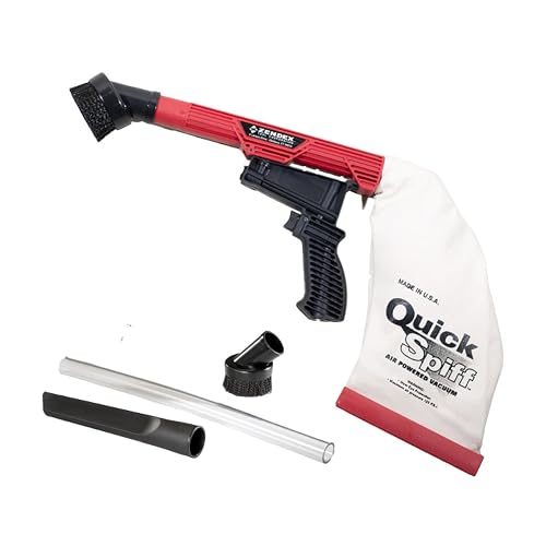 Zendex Tool - QuickSpiff Venturi Air Vacuum with Easy Empty Dust Bag - No Electricity Pneumatic Vacuum with Powerful Suction for Industrial