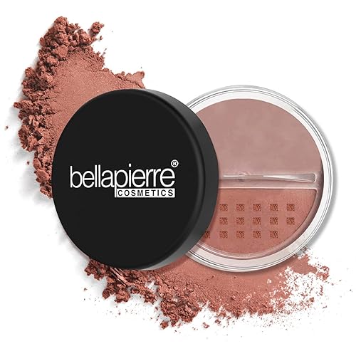 Bellapierre Mineral Blush - Loose Powder Blush, Lightweight Cheek Color, Warm Dewy Finish, Talc-Free, Hypoallergenic & Non-Toxic - 0.3 oz - Amaretto