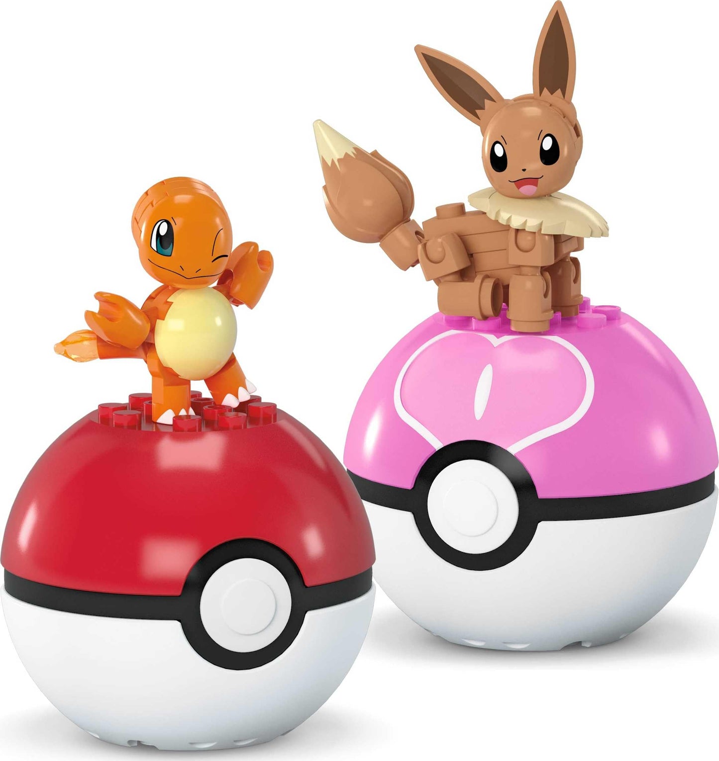 MEGA Pokémon Action Figure Building Toys Set, Poké Ball 2-Pack, Charmander and Eevee with 40 Pieces, for Kids