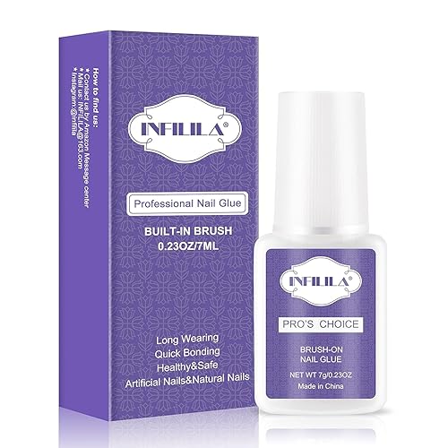 NXJ INFILILA Nail Glue, Professional Brush On Nail Glue, Nail Glue for Acylic Nails, Nail Glue for Press On Nails Fasle Nails Fake Nails Tips Glue