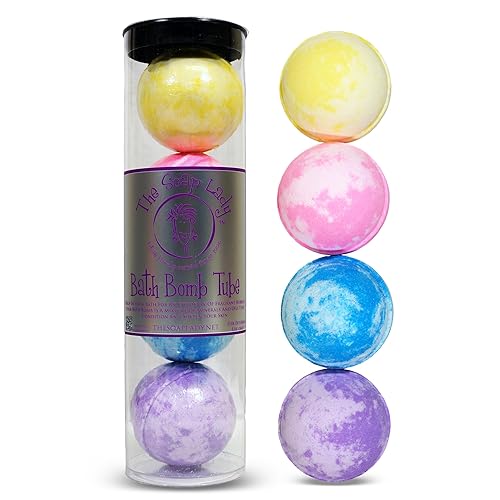 The Soap Lady Seasonal Bath Bombs - Berry Peppermint, Blackberry Lemon, Grapefruit Orange & Rose Lavender - 4 Pack