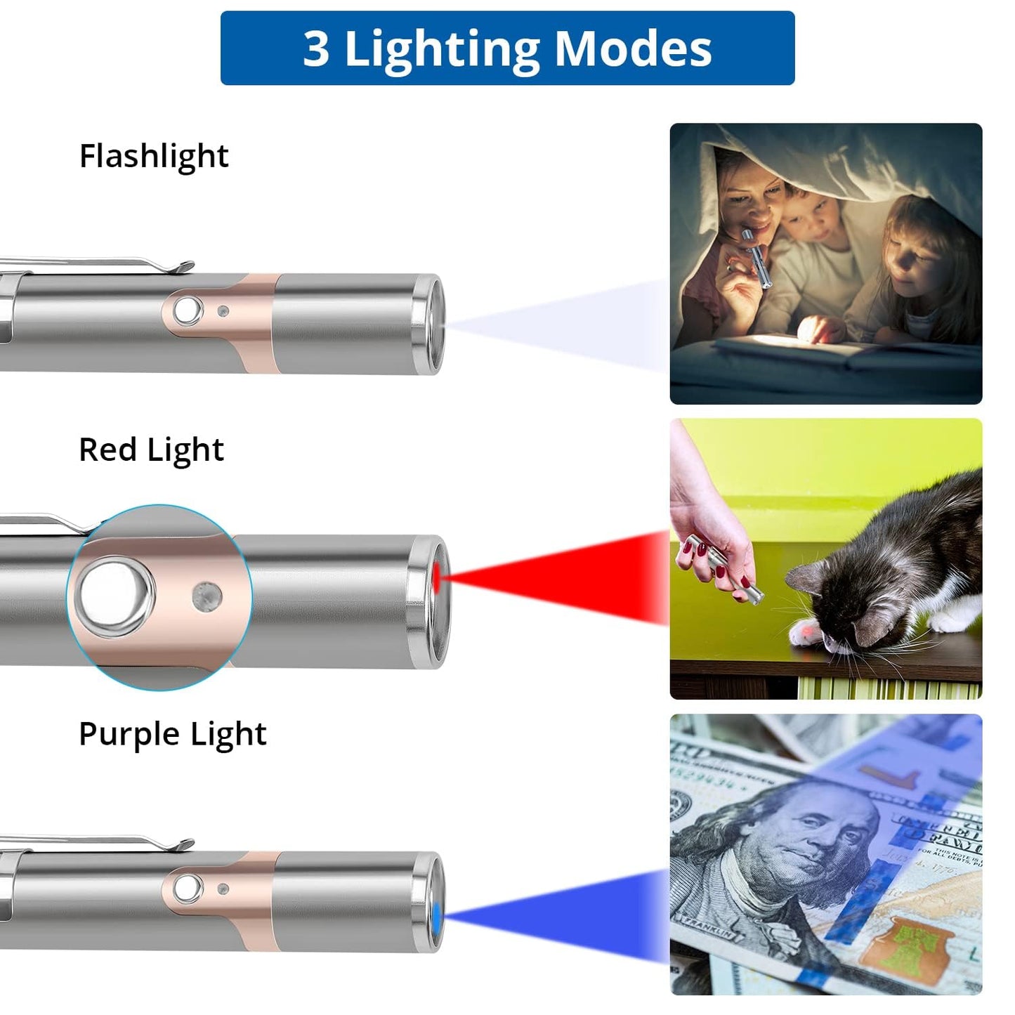 TBTeek Rechargeable Cat Toys – 2 Pcs Interactive Red Dot Chase Lights with 7 Patterns for Indoor Cats, Kittens & Dogs